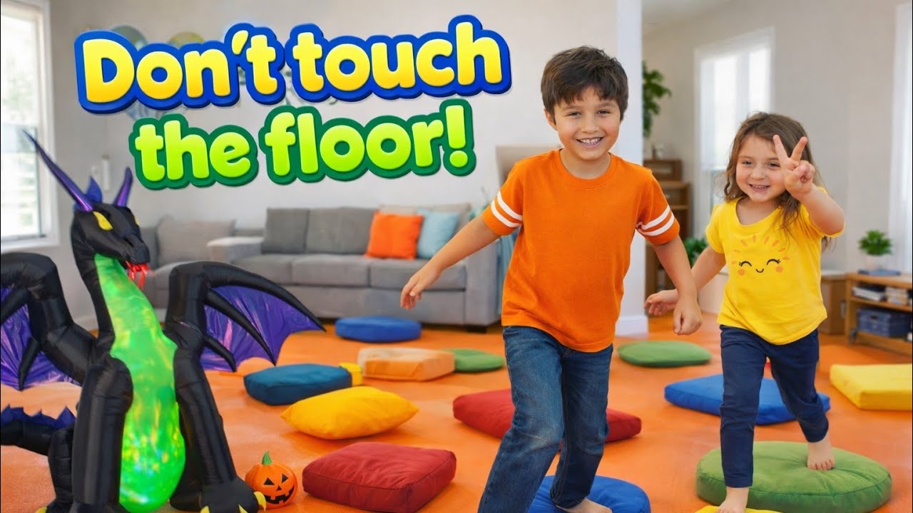 Danny and Amber vs The Lava Dragon! 🐉🔥 Epic Floor is Lava Challenge with Snowball Battle!