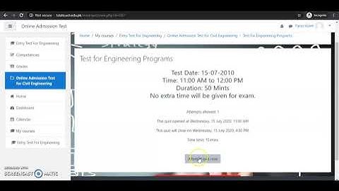 Instructions for Entry Test