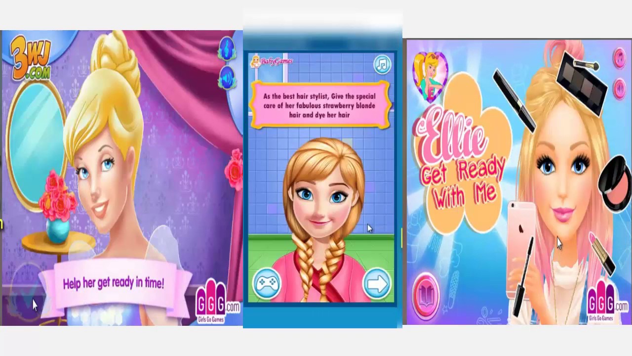 Barbie Dolls Games - Princess Anna - Rasunzel & Ellie Makeup Dress up and Hair Cut