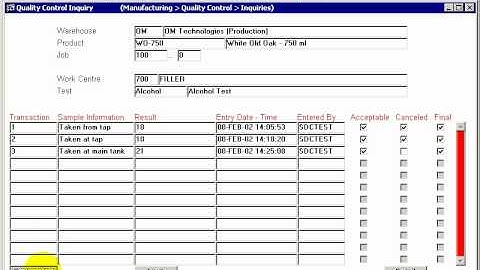 DYNAMIC 3i Free Edition ERP tutorials - quality control - inquiry