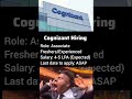 Cognizant Hiring Freshers