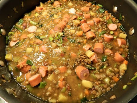 CALLEkocht: Linsensuppe zubereiten und kochen nach Omas Rezept. Dazu ein Würstchen. Diese Linsensupp. 