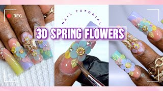 PASTEL ACRYLIC OMBRE NAIL TUTORIAL | ACRYLIC 3D FLOWERS TIPS &amp; TRICKS #springnails
