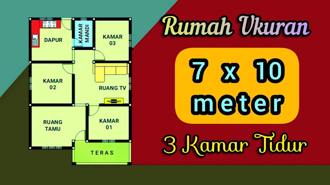 Desain Rumah Minimalis Ukuran 7x10 Meter dengan 3 Kamar Tidur