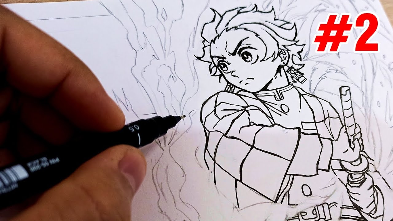 DESENHANDO DEMON SLAYER (Tanjiro, Nezuko, Inosuke e Zenitsu) #2 