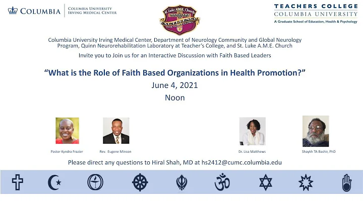 Role of Faith Based Organizations in Health Promotion - A Symposium