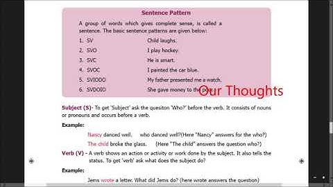 English || Prose 2 My Reminiscence -Grammar Sentence Pattern pg-125,126 || Part D #8th Std Syllabus