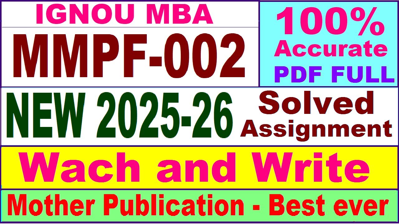 MMPF 002 solved assignment 2025-26 in English || mmpf 002 solved assignment 2026 || ignou mmpf2