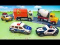 Бульдозер Мусоровоз Полиция Пожарная Трактор и Бетономешалка -  Распаковка Игрушки.