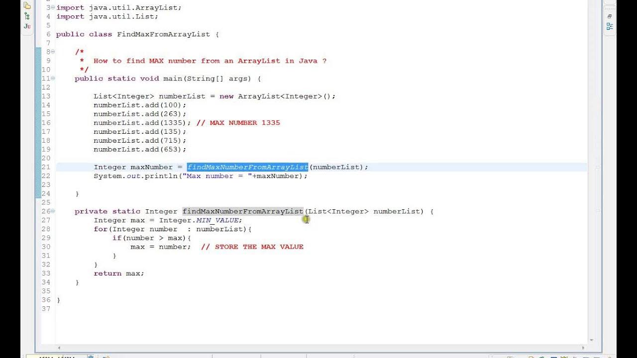 HOW TO FIND MAX NUMBER FROM AN ARRAYLIST IN JAVA - YouTube