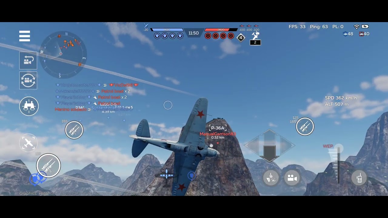 Typical Bad Quality War Thunder Mobile🤣🤣🤙🤙I-16 Type 10, LaGG-3-8, P-40E-1