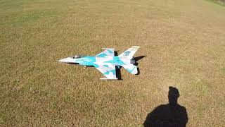 Freewing F-16 V2 90mm Flt 2 After crash land! Crack in fuse! Moved CG back! More squirrely!
