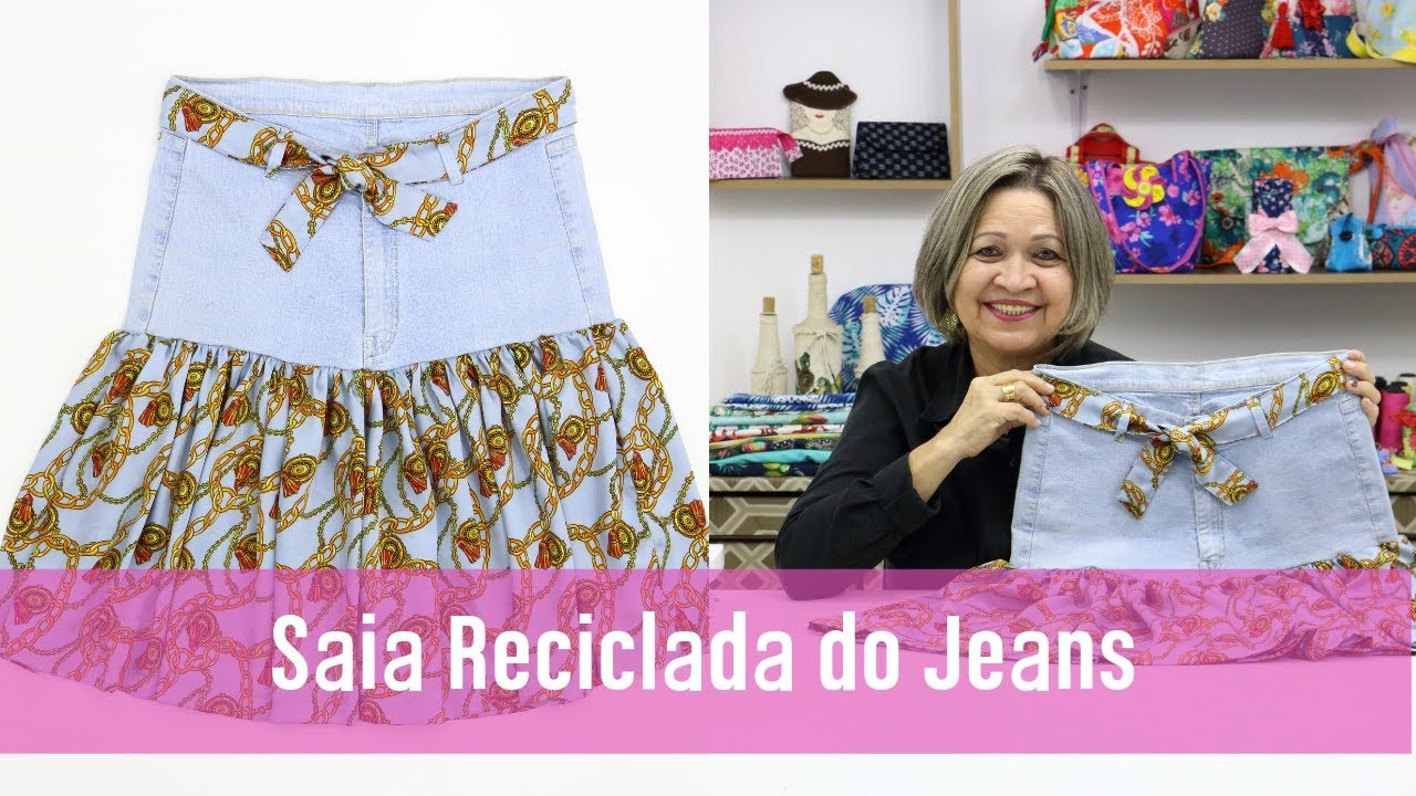 APRENDA COMO TRANSFORMAR CALÇA JEANS EM SAIA - PASSO A PASSO - DIY - JEANS PANTSUIT
