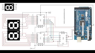 Circuit Diagram to Control 2 Seven Segment Displays using Arduino Mega, 7490 and 4511