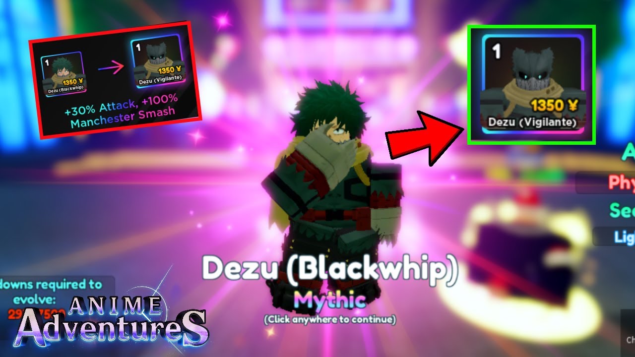 NEW CODE] NEW META MYTHIC DEKU VIGILANTE HAS OP EVO STATS & BLACKWHIP  SHOWCASE ANIME ADVENTURES 