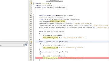 Lesson 4 If Else If Condition statement Compute Scholarship discount Relational OPerators Steps