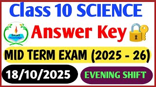 Class 10 science  answer key 2025-26(EVENING shift)science  paper solution 2025\/midterm exam2025