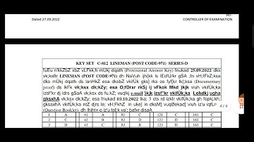 Lineman Post Code 971 Official Answer key