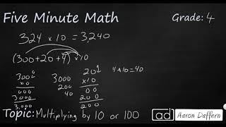 4th Grade Math Multiplying by 10 or 100