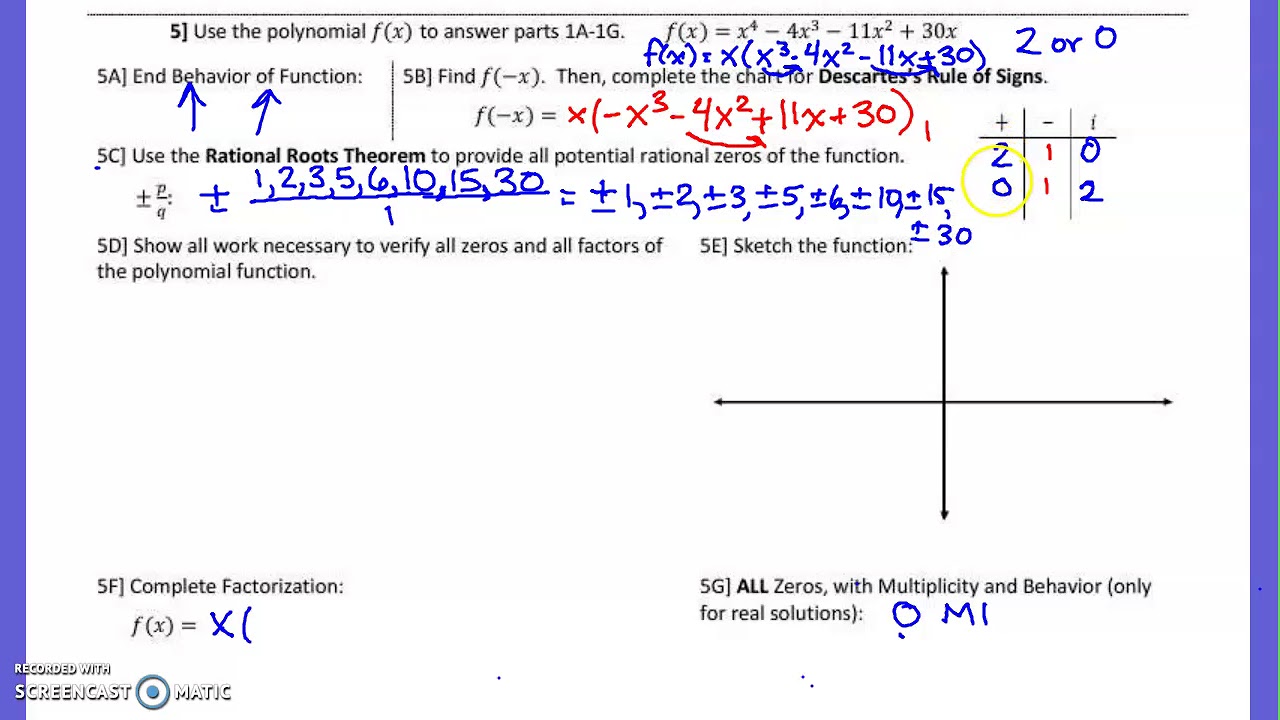 Graphing Polynomial using Descartes and Rational Root Theorem - YouTube