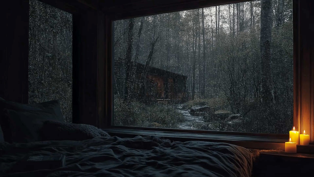 Cozy Mountain Retreat | Whispering Rain & Crackling Fire for Quiet Hours – Gentle Calm & Peace