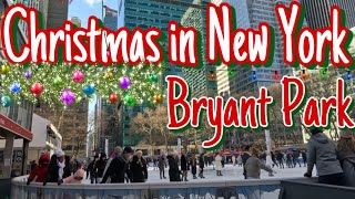 4K Christmas in New York Bryant Park Holiday Market and Ice Rink