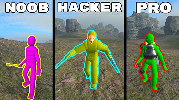 NOOB & PRO & HACKER 2 | Ragdoll Phisics Battles in Overgrowth #4