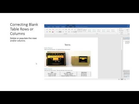 Word for Windows for 2016 Accessibility Checker:  Blank Table Rows or Columns Warning