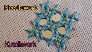 needlework, kutchwork with simple scaffolding, designed by mirror