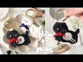 猫の鏡キーホルダー🐈⬛🎀|Handmade Vlog|punch needle