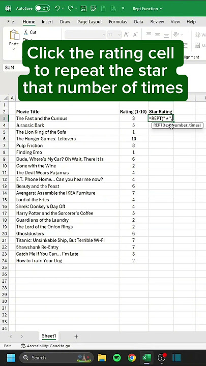 REPT Function in Excel ⭐️⭐️⭐️ #excel