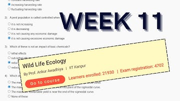 Wild Life Ecology Week 11 Assignment Answers || Assignment 11 || NPTEL || Sept 2025