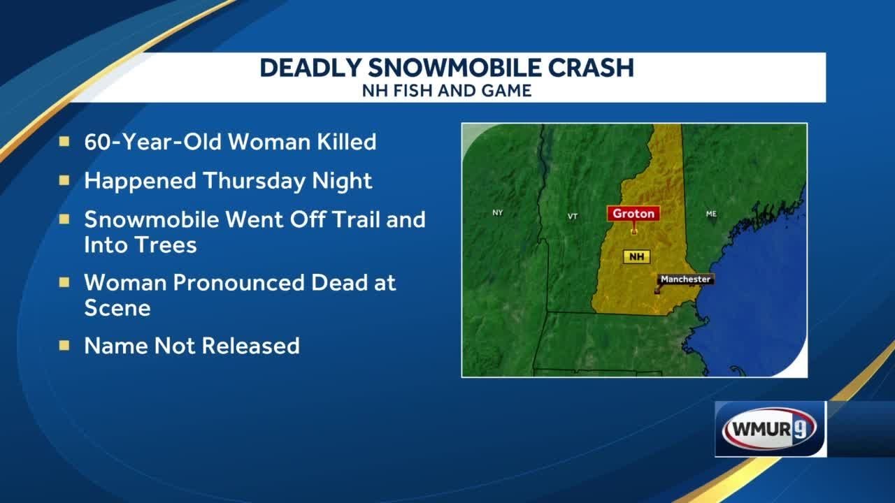 Woman dies in New Hampshire snowmobile crash - YouTube