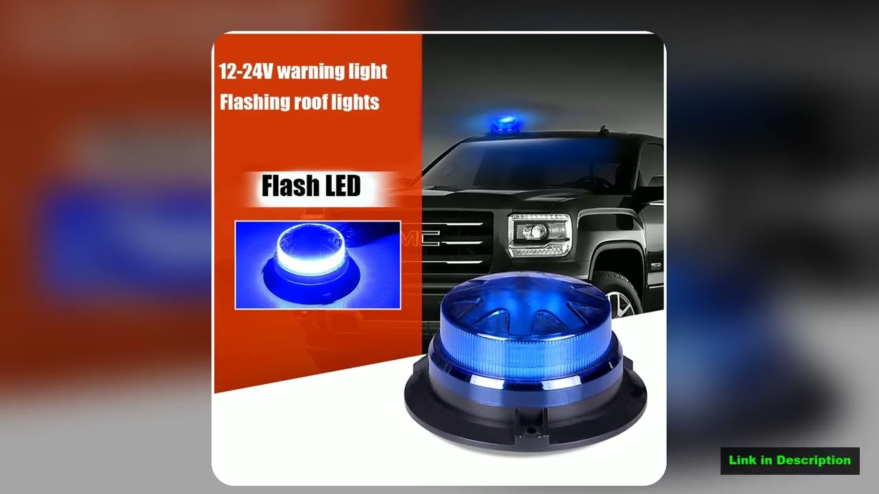 Magnetic Base LED Blue Emergency Strobe Light Car Police Roof Flashing Hazard Warning Light 12V24V