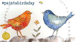 Easy Watercolor Birds Tutorial  How to paint wet in wet birds (and add whimsy) for #paintabirdaday