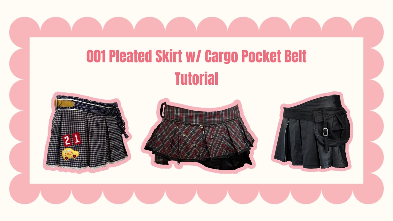 001 Pleated Mini Skirt With Belt PDF Pattern Sewing Tutorial