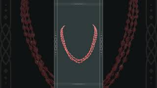 || 92.5 Silver Jewellery - 3 Lines Silver Tharmala Necklace With Glass Filled Ruby Beads......... ||