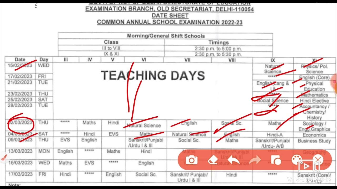 Class 9 Date Sheet Class 11 Datesheet Delhi Govt School Class 6, 7