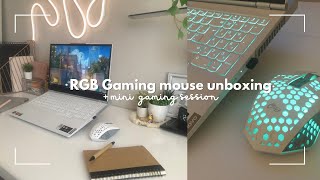 🦋 An aesthetic RGB gaming mouse unboxing + mini gaming session ☁️🌈