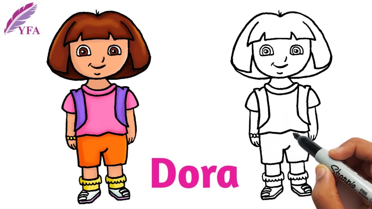 How to draw DORA CARTOON CHARACTER || Simple pencil drawings for Children's  - YouTube
