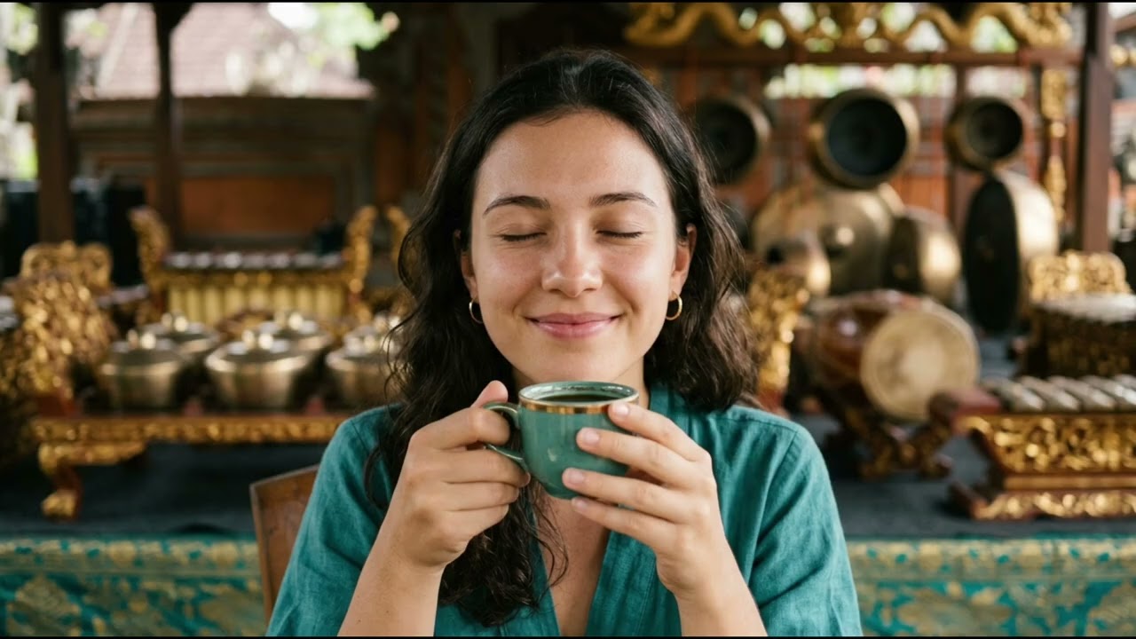 【朝のガムラン】 アンビエント・ガムラン・チル Ambient Gamelan Fusion | 目覚めのコーヒーと神々の響き。魂を浄化する美少女のモーニング・ルーティン