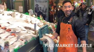 Pike Place Street Market  “THROWING FISH” in Seattle.  Must see