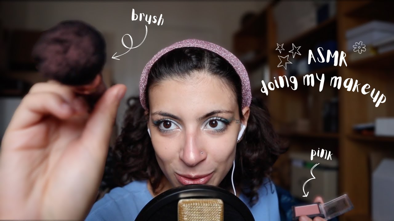 ASMR: doing my makeup 💄👩🏻‍🦱 | tapping, scratching, lid sounds, visual triggers, mic brushing