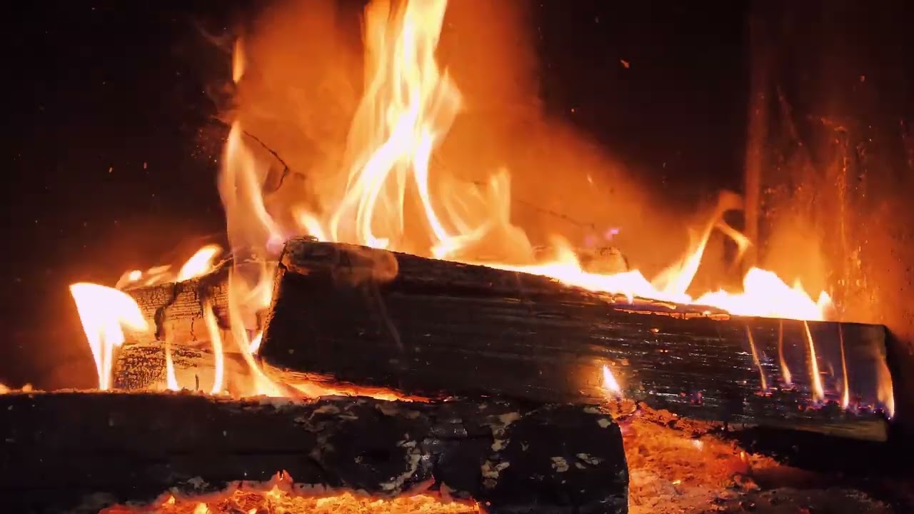 Cozy Fireplace at Night 4K Ultra HD | Relaxing Fire Sounds