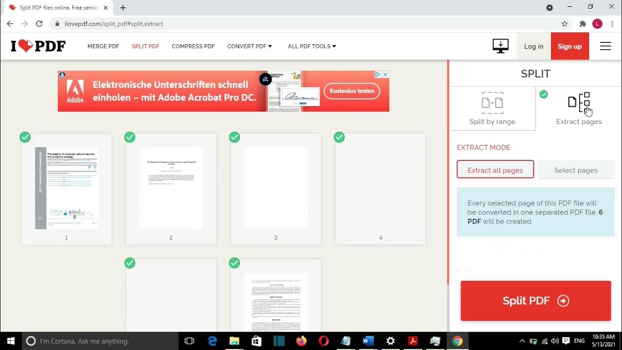 Split PDF, Extract PDF pages online