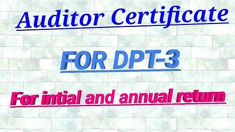 AUDITOR CERTIFICATE FOR DPT-3 (INITIAL AND ANNUAL RETURN )