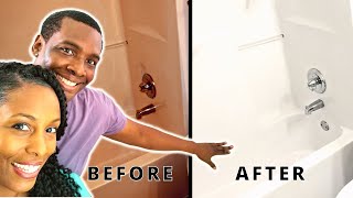 HOW TO PAINT A TUB &  BATHROOM TILE | Makeover Marathon by DIY Power Couple 3,563 views 5 months ago 50 minutes