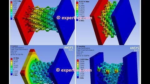 ANSYS WB Static Structural - Extension, compression, torsion and bending tests on a rubber sponge