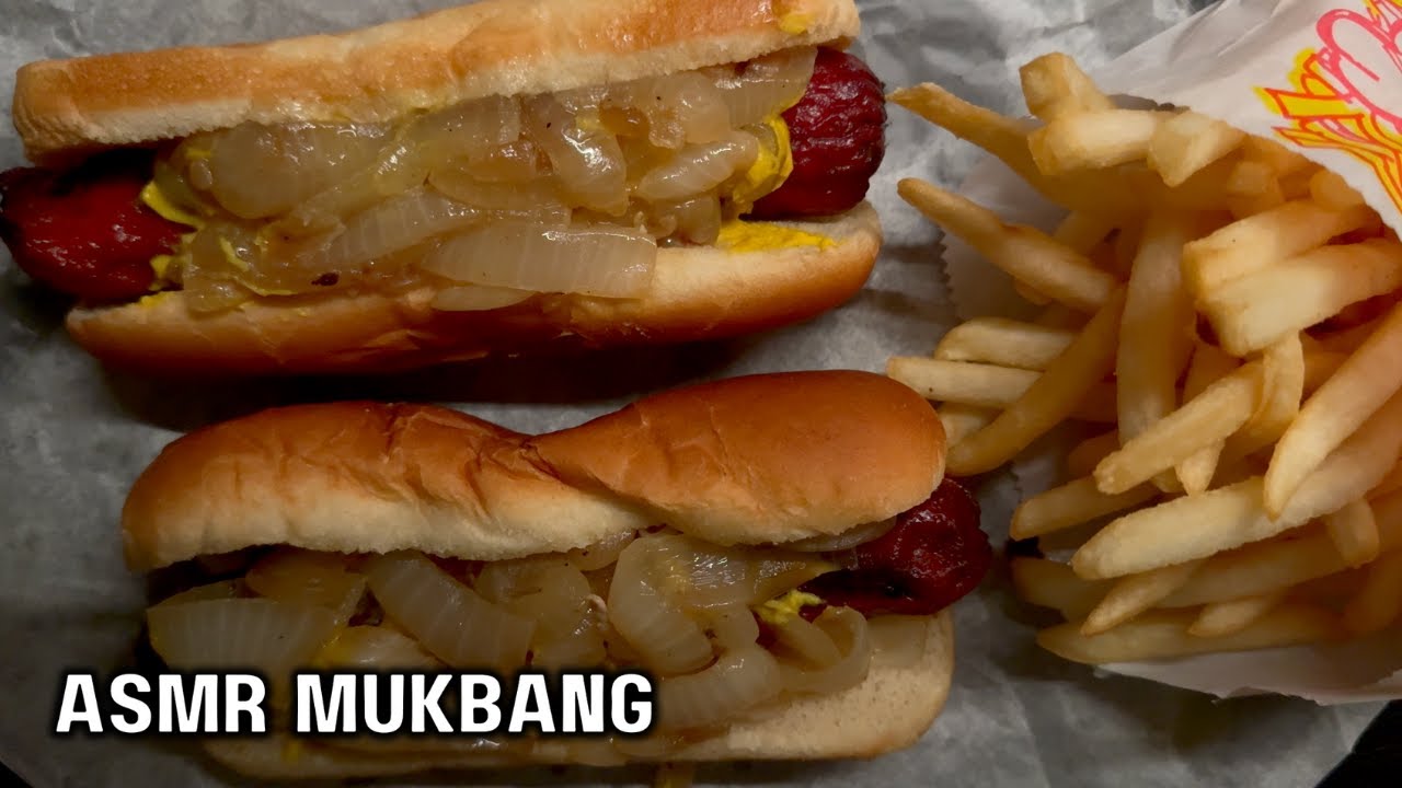 ASMR 2X CHICAGO MAXWELL POLISH DOGS & FRENCH FRIES MUKBANG EATING SOUNDS