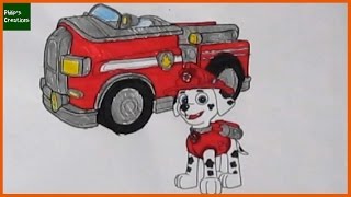 Paw Patrol Marshall Fire Truck Coloring Pages Youtube